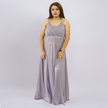 Embellished Empire Waist Shimmer Gown with Halter Straps