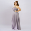 Embellished Empire Waist Shimmer Gown with Halter Straps