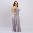 Embellished Empire Waist Shimmer Gown with Halter Straps