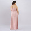 Embellished Empire Waist Shimmer Gown with Halter Straps
