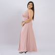Embellished Empire Waist Shimmer Gown with Halter Straps