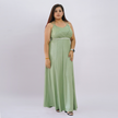 Embellished Empire Waist Shimmer Gown with Halter Straps