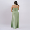 Embellished Empire Waist Shimmer Gown with Halter Straps