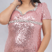 Crystal-Embellished Sequin Evening Gown