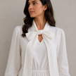 Evelyn Bow Neck Cotton Dress