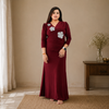 Floral Appliqué Ruched Maxi Gown