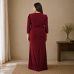 Floral Appliqué Ruched Maxi Gown