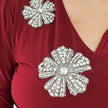 Floral Appliqué Ruched Maxi Gown
