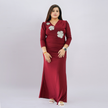 Floral Appliqué Ruched Maxi Gown