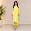 Frill Hem Lace Overlay Bodycon Dress