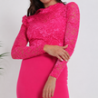 Frill Hem Lace Overlay Bodycon Dress