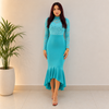Frill Hem Lace Overlay Bodycon Dress