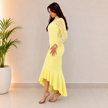 Frill Hem Lace Overlay Bodycon Dress
