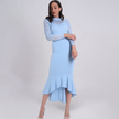 Frill Hem Lace Overlay Bodycon Dress