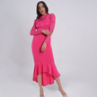 Frill Hem Lace Overlay Bodycon Dress