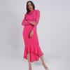 Frill Hem Lace Overlay Bodycon Dress