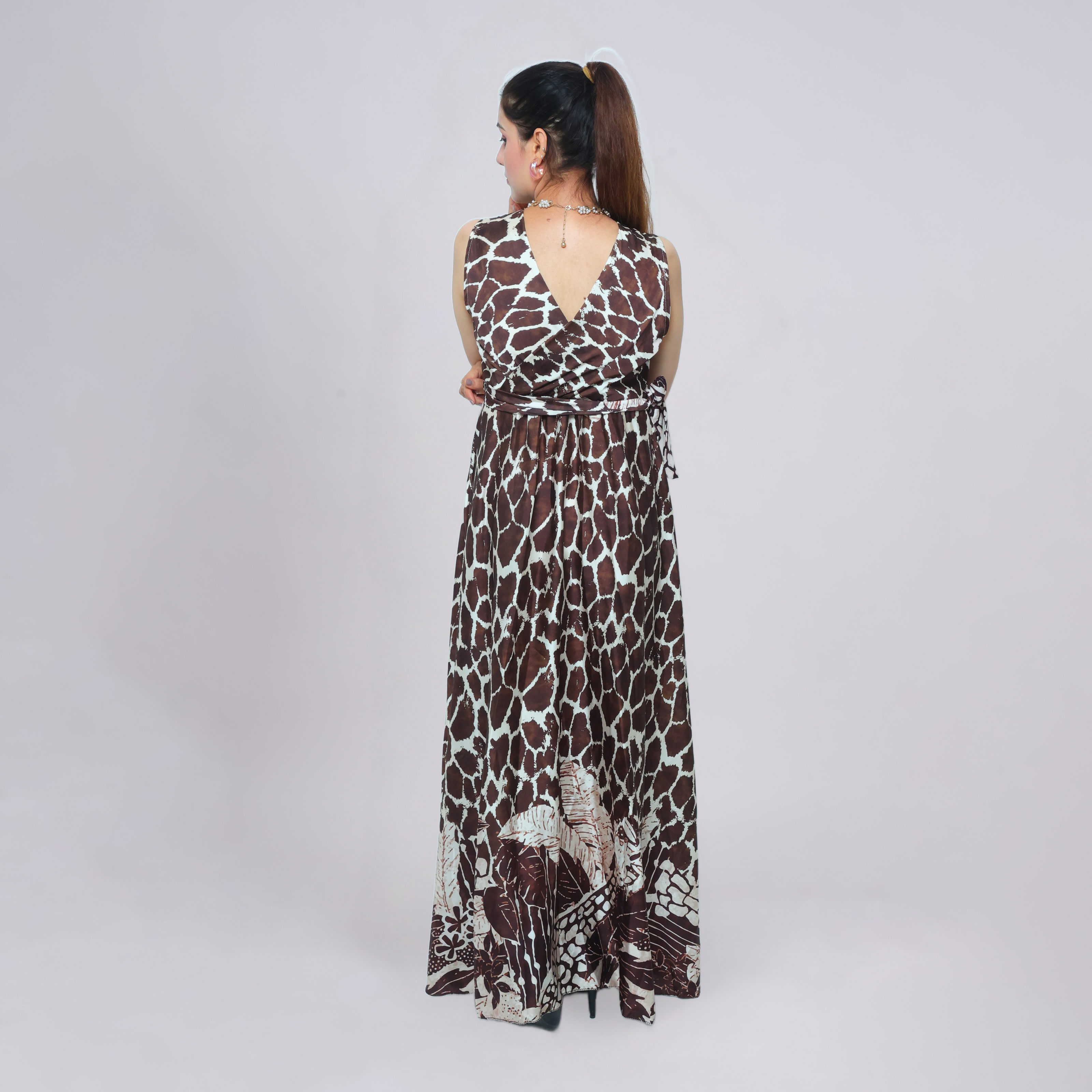 Safari Noir Abstract Print Wrap Maxi Dress
