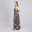 Safari Noir Abstract Print Wrap Maxi Dress