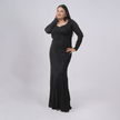 Glimmering V-Neck Mermaid Gown with Pleated Hem