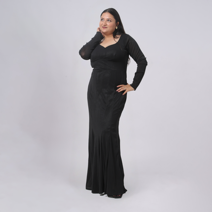 Glimmering V-Neck Mermaid Gown with Pleated Hem