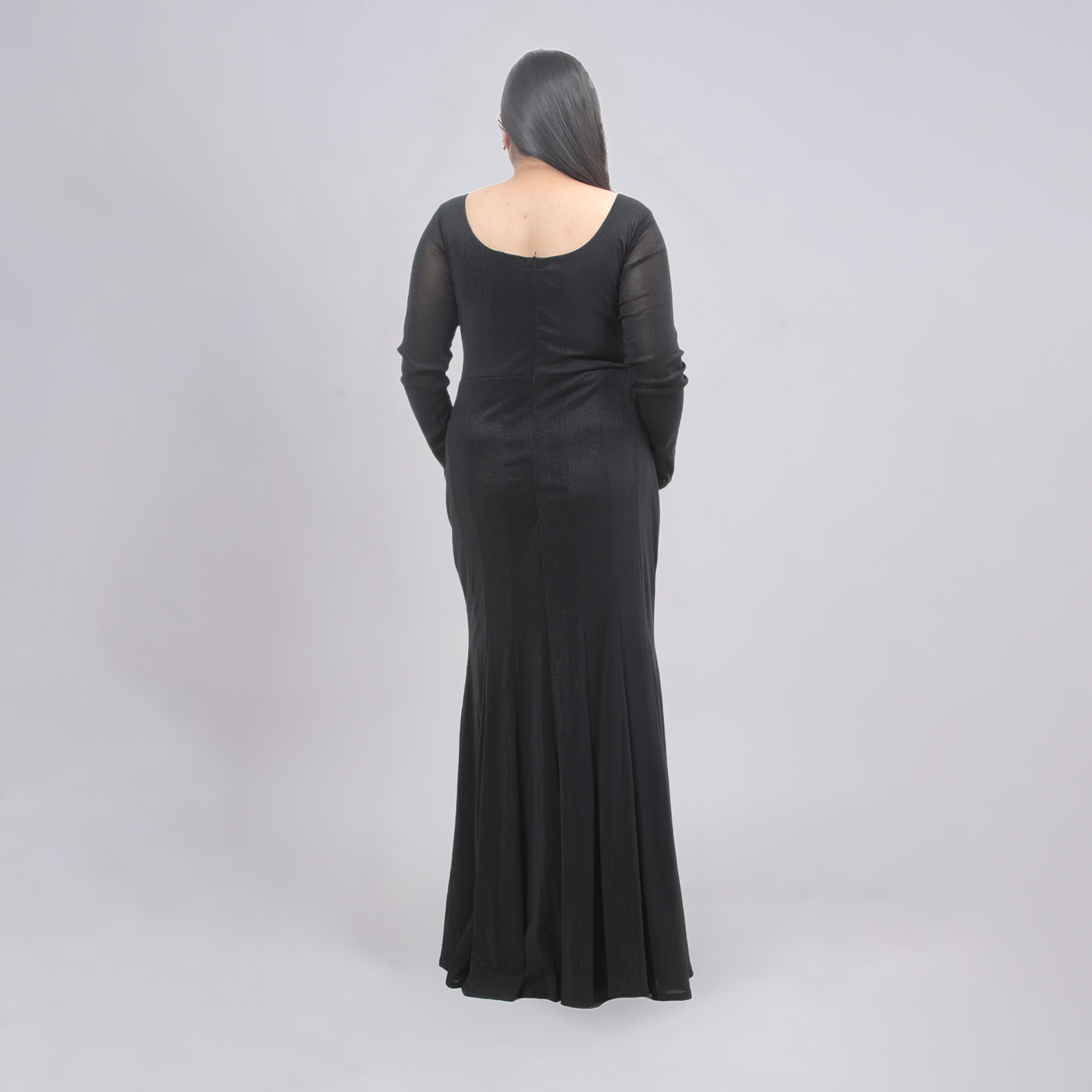 Glimmering V-Neck Mermaid Gown with Pleated Hem