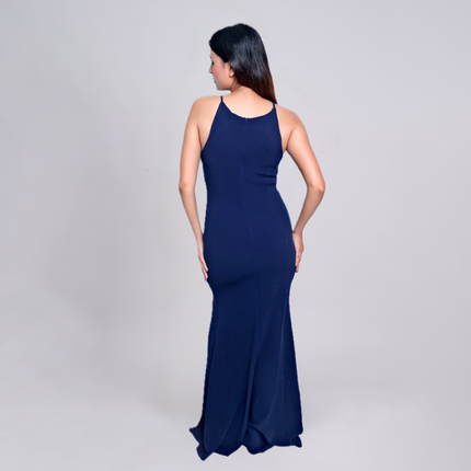 Glitter Halter Neck High Slit Bodycon Maxi Dress