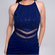 Glitter Halter Neck High Slit Bodycon Maxi Dress