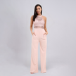 Halter Neck Embellished Mesh Bodice Jumpsuit
