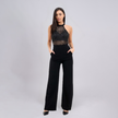 Halter Neck Embellished Mesh Bodice Jumpsuit