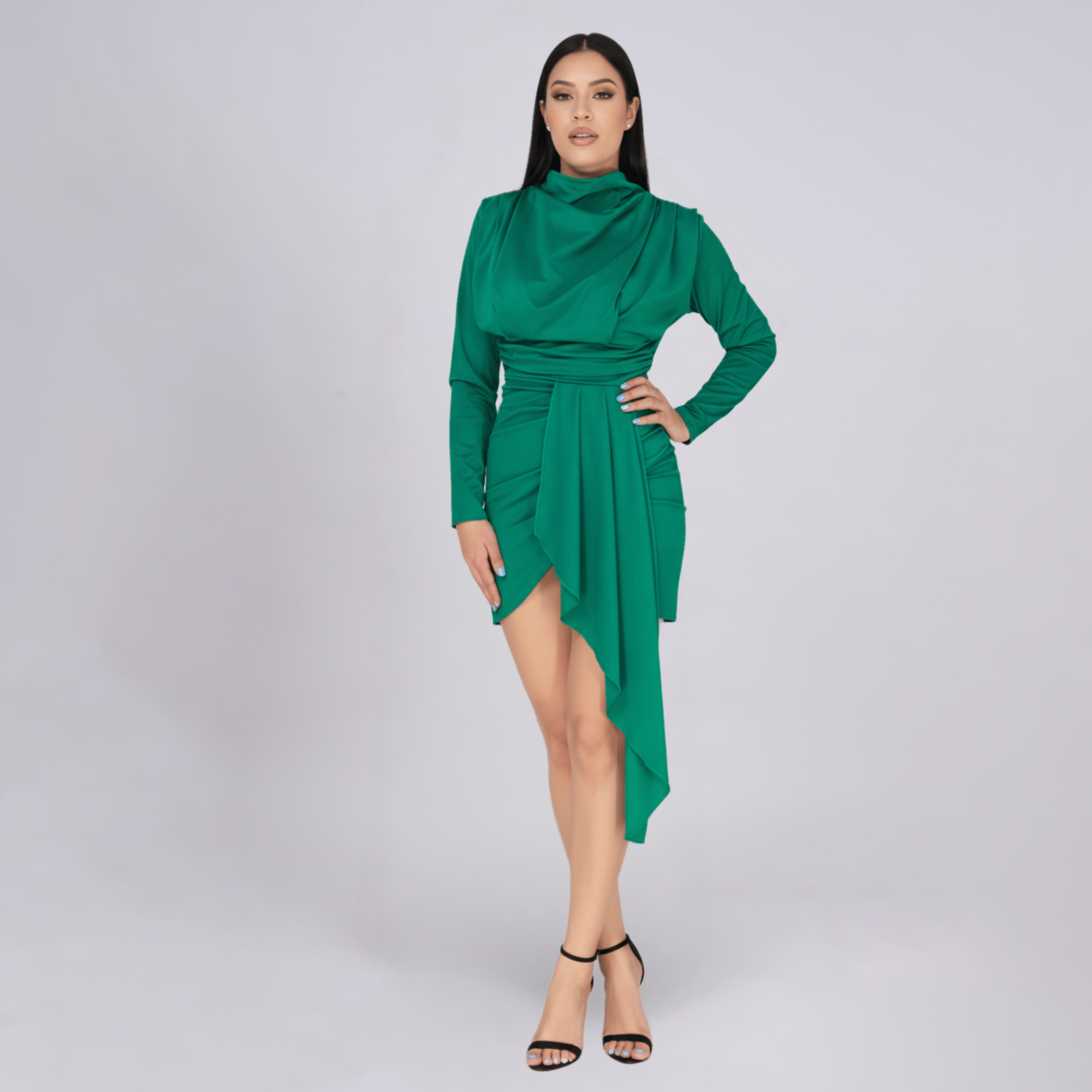 High Neck Hanging Frill Dress