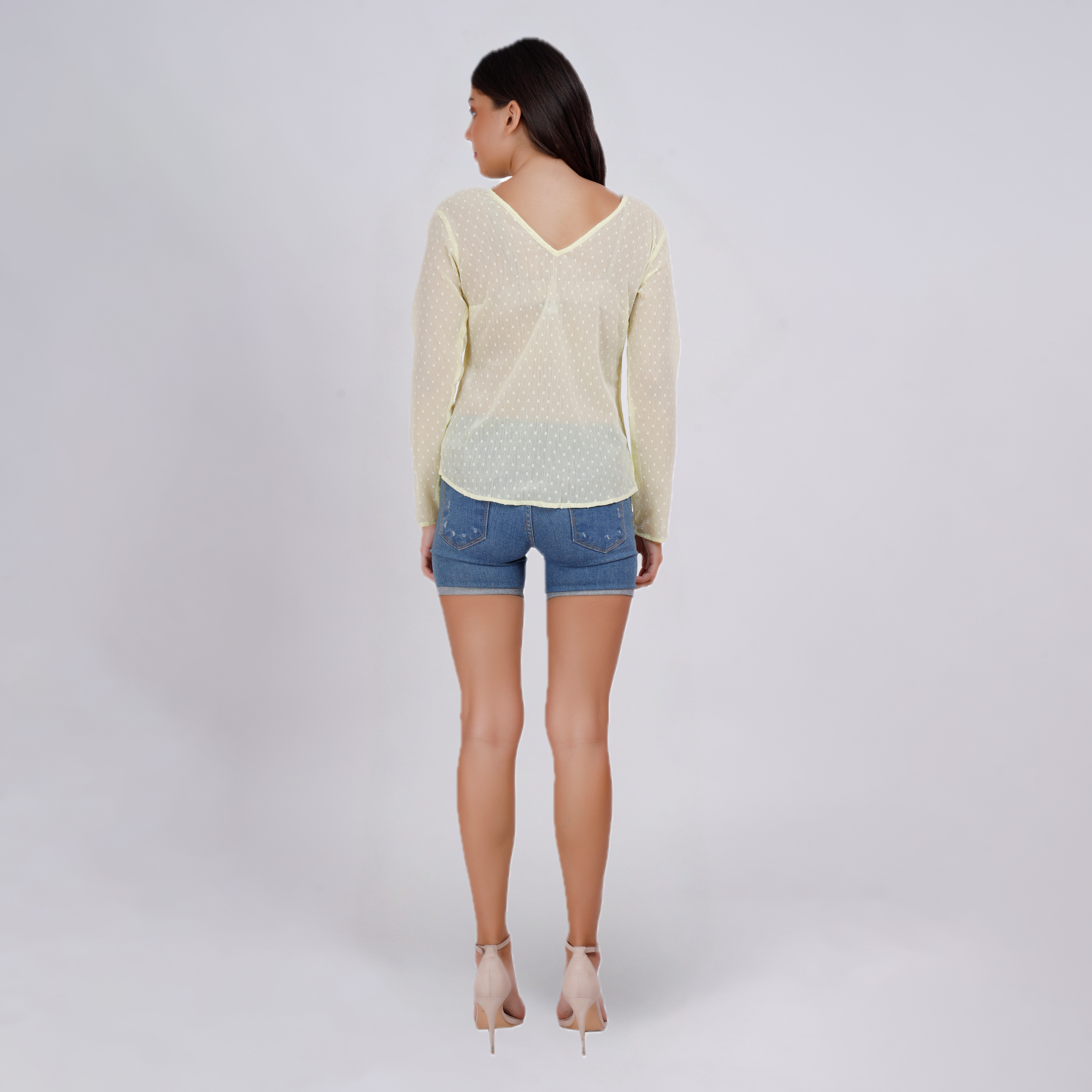Lightweight Reversible Long Sleeve Knot Blouse