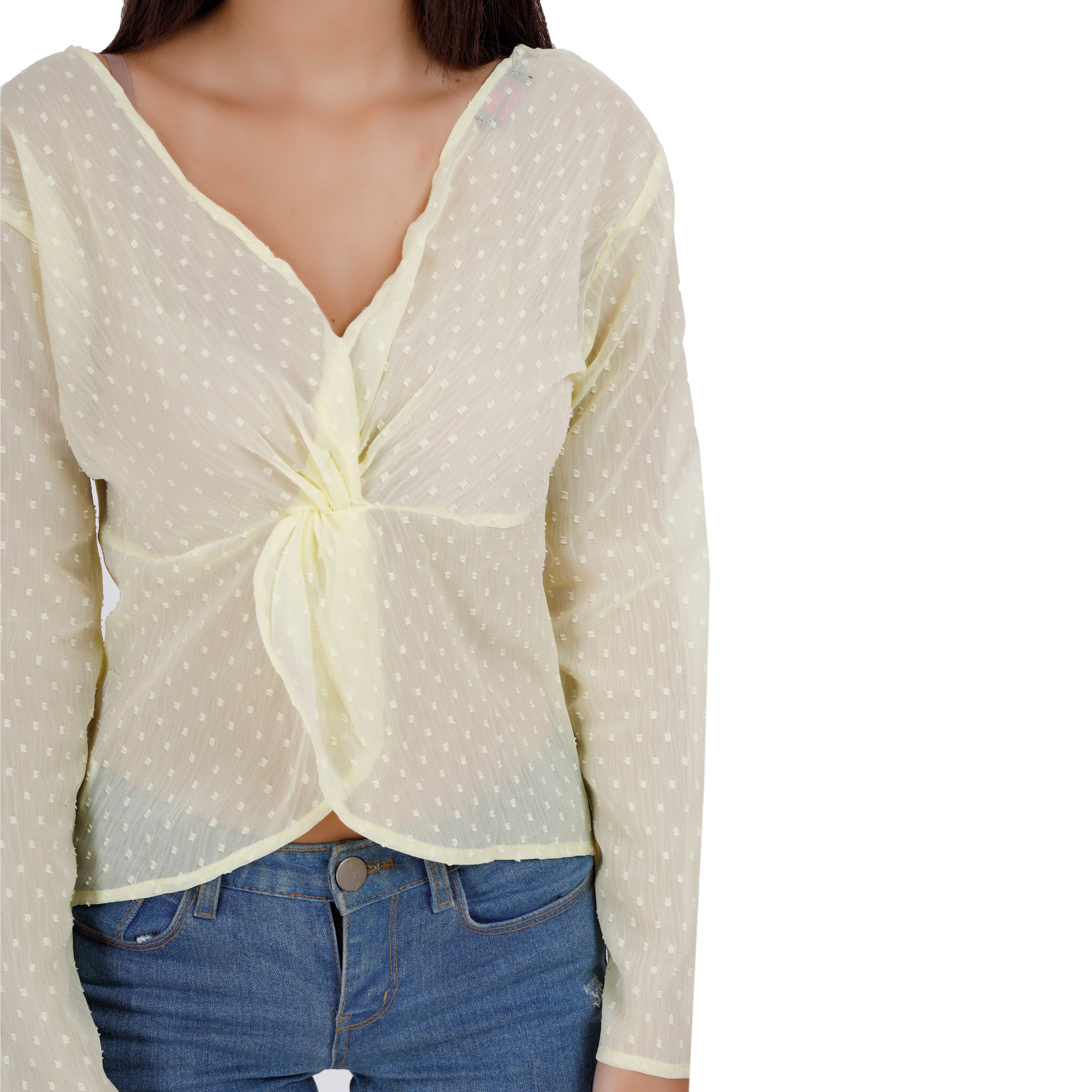Lightweight Reversible Long Sleeve Knot Blouse