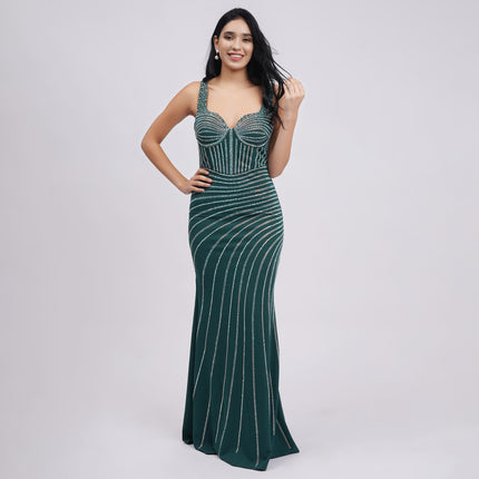Rhinestone Sweetheart Neck Mermaid Evening Gown