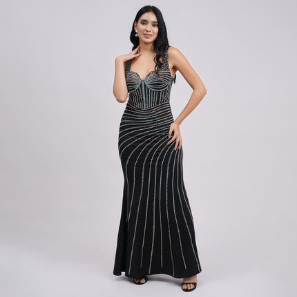 Rhinestone Sweetheart Neck Mermaid Evening Gown