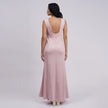 Sleeveless V-Neck Sequin Gown with Beaded Back Drape