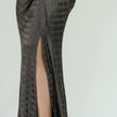 Sleek Off-Shoulder Liquid Metallic Gown with High-Thigh Slit