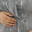 Metallic Draped Maxi Dress with Matching Shrug