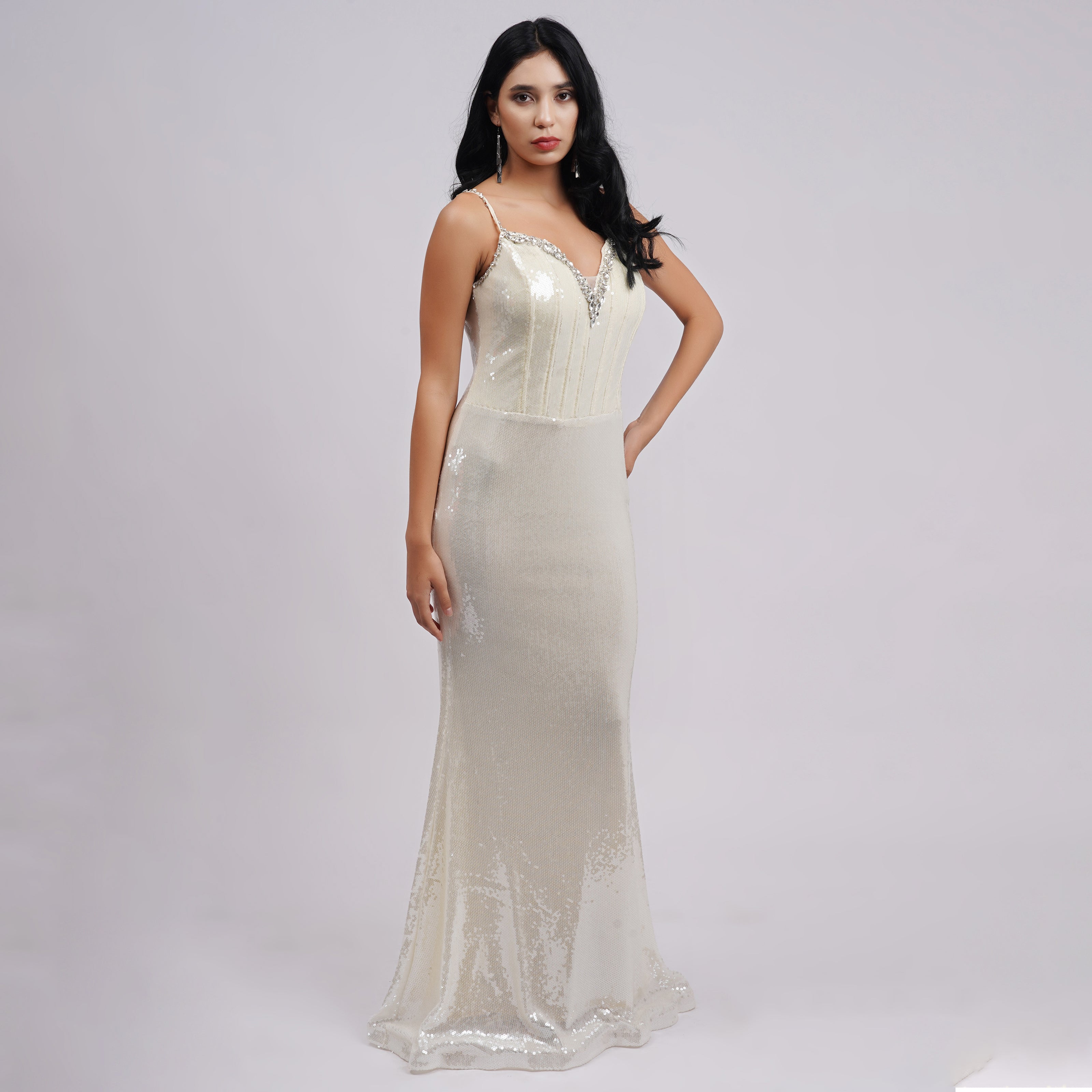 Metallic Sequin Evening Gown