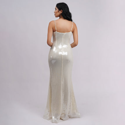 Metallic Sequin Evening Gown