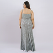 Metallic Draped Maxi Dress with Matching Shrug