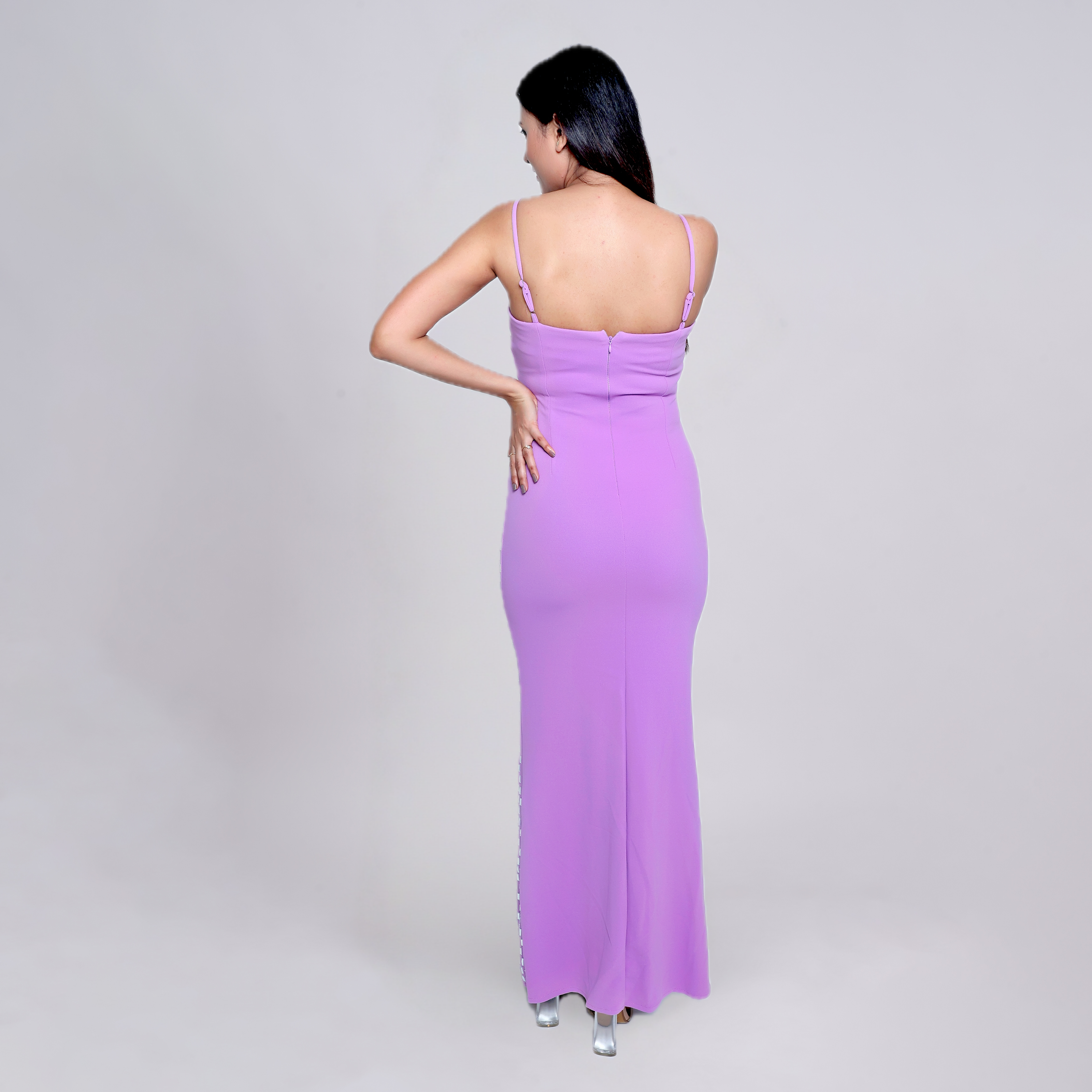 Mirror-Studded Bodycon Evening Gown