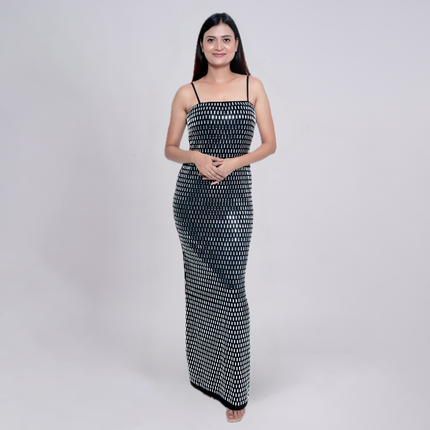 Mirror-Studded Bodycon Evening Gown