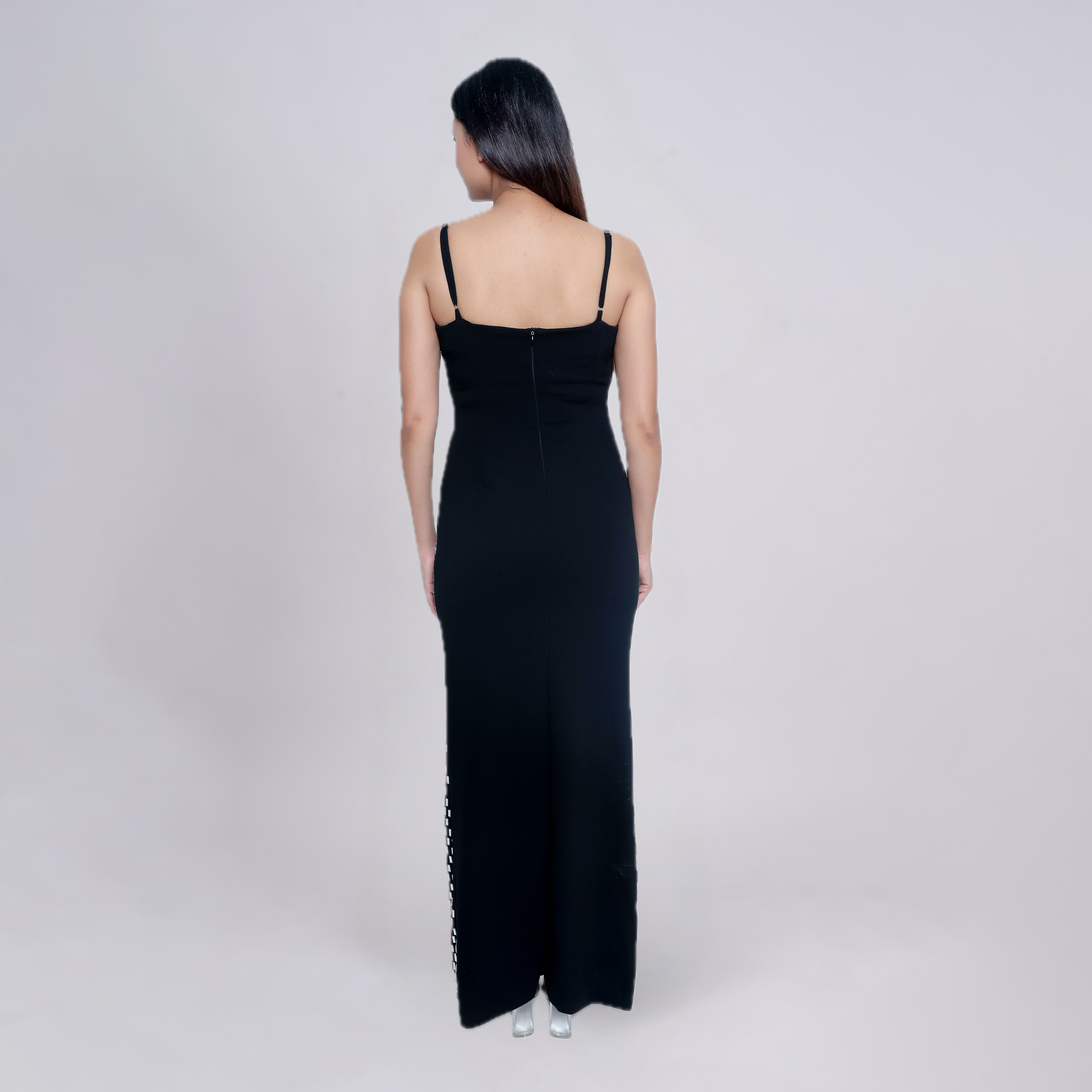 Mirror-Studded Bodycon Evening Gown
