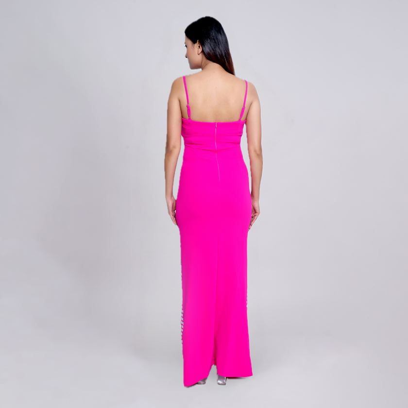 Mirror-Studded Bodycon Evening Gown
