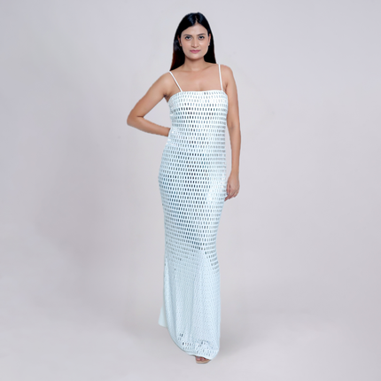 Mirror-Studded Bodycon Evening Gown