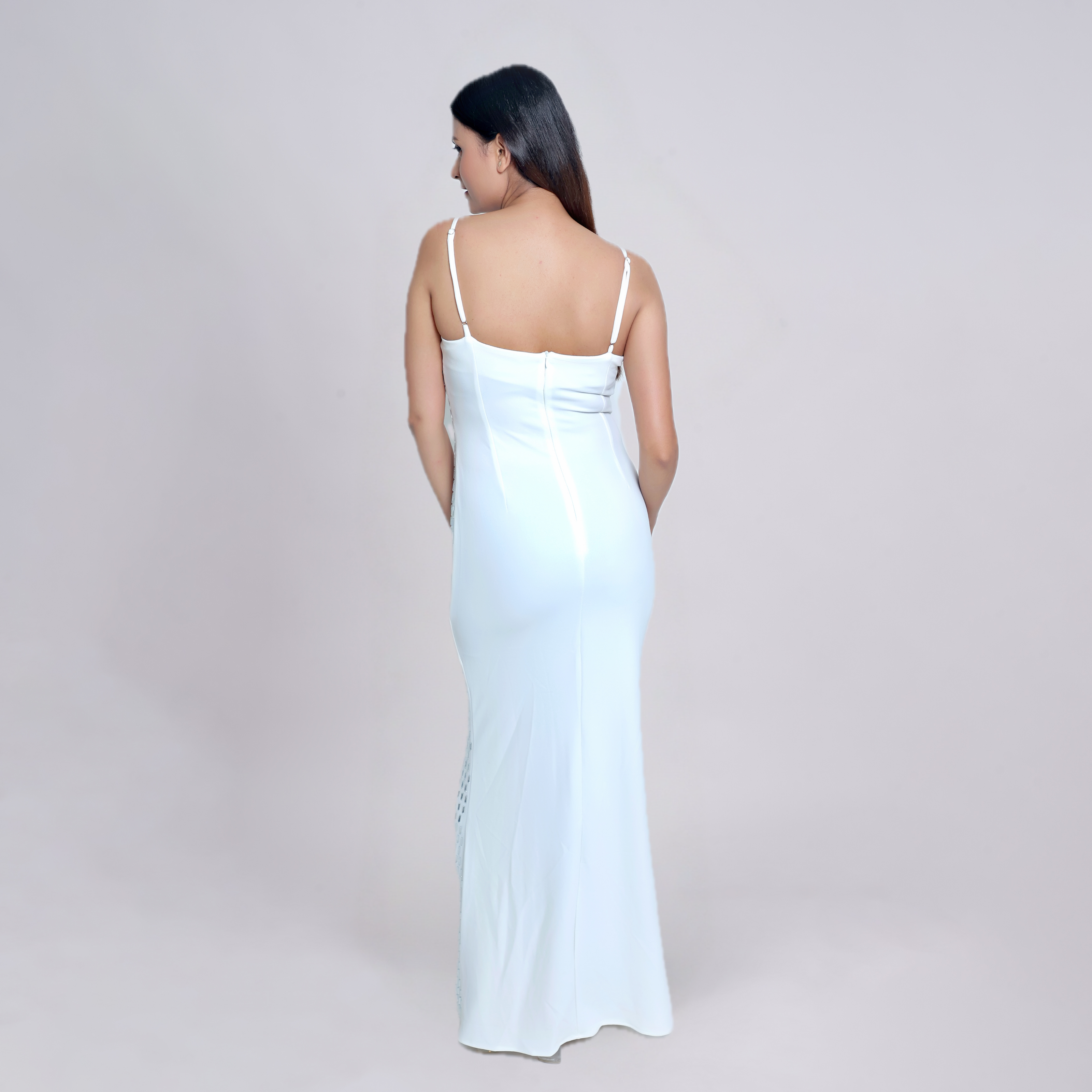 Mirror-Studded Bodycon Evening Gown