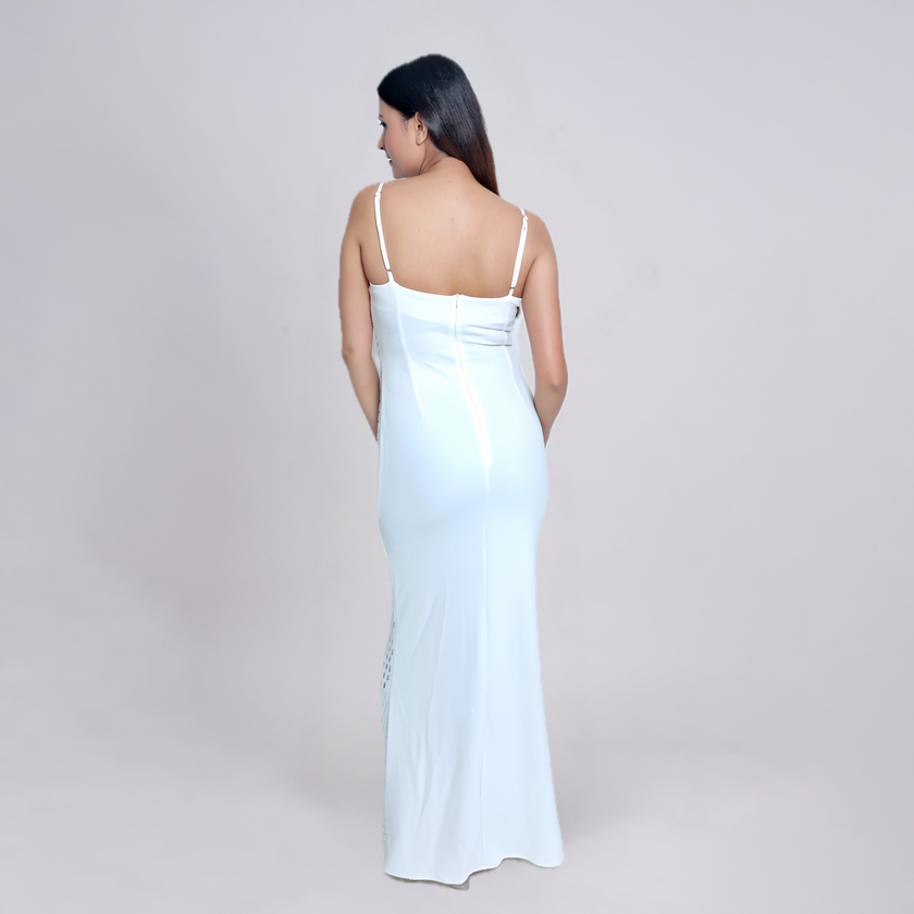 Mirror-Studded Bodycon Evening Gown