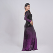 Ombré Sequin Long Sleeve Gown with Side Slit