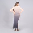 Ombré Mesh Ruched Long Sleeve Maxi with Side Slit
