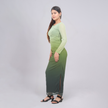 Ombré Mesh Ruched Long Sleeve Maxi with Side Slit